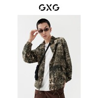 GXG 翻领夹克春季新品泼墨廓形街头碎花嘻哈男士外套