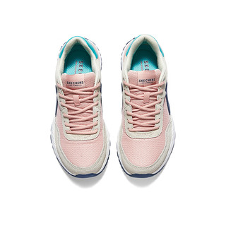 斯凯奇（Skechers）女鞋舒适时尚休闲板鞋系带透气厚底缓震户外运动鞋177725 自然色/粉红色/NTPK 38