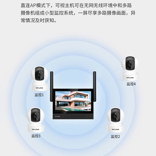 TP-LINK高清监控显示器 家用商铺企业四路摄像头录像存储一体机 无线WIFI可视主机 2路400万监控套装 256G