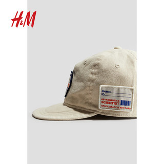 H&M儿童男童帽子2024夏季贴花斜纹棉布鸭舌帽1227315 本色/Cosmos 51-52