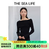 THE SEA LIFE欧海一生 一字领针织衫女24夏季显瘦黑白上衣气质15751 黑法师 M