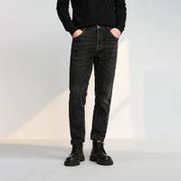 Hieiika 海一家 时尚做旧长裤秋季砂洗猫须工艺中年男士牛仔裤