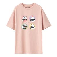 GIORDANO 佐丹奴 夏季熊猫系列印花纯棉圆领短袖T恤女士