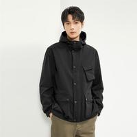 GIORDANO 佐丹奴 2024年春夏款多口袋连帽户外工装梭织休闲薄外套男士