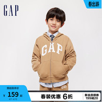 Gap男女童春季2024LOGO经典连帽卫衣拉链开衫外套890300 卡其色 160cm(XL)亚洲尺码