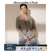 ABERCROMBIE & FITCH男装 24春美式时尚百搭舒适麋鹿针织毛衣开衫 357135-1 浅棕色 L (180/108A)