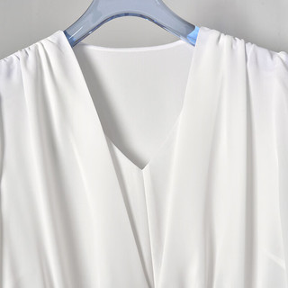 迪菲丽格高级感通勤简约衬衫女2024年春季设计感拼接收腰上衣 图片色 M（图片色5月8日前）