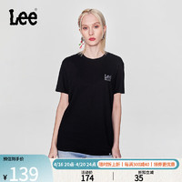 Lee 标准版字母印花男女同款圆领日常短袖T恤休闲潮流LUT0053984LE 黑色（尺码偏大，拍小一码） XXL
