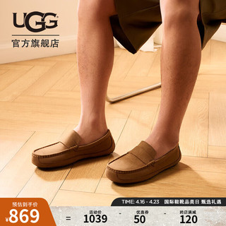 UGG 春季男士休闲平底时尚豆豆鞋乐福鞋 1147410CHE|栗色43