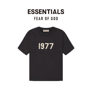 FEAR OF GOD ESSENTIALS 植绒1977系列棉质圆领短袖T恤情侣美式高街休闲宽松男女同款经典 铁灰色 L