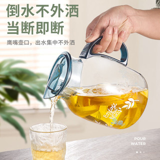 紫丁香冷水壶耐热玻璃凉水壶带把家用果汁壶热饮茶具大容量泡茶壶