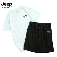 JEEP SPIRIT 吉普 JEEP 运动套装男夏季薄款短袖T恤套装宽松休闲两件套