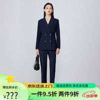 俙兹（俙兹）早春销售工作套装女藏青色面试服装西装感西服春秋职业装 藏青色西装+西裤 4XL