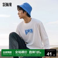 Semir 森马 长袖T恤男重磅流行字母印花宽松休闲上衣新款2023