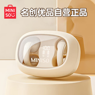 MINISO 名创优品 蓝牙耳机 夹耳式运动跑步开放式耳机骨传导概念通话降噪 适用于华为小米手机 暮云白