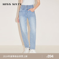 MISS SIXTY2024春季牛仔裤女三环高腰八分裤直筒裤百搭休闲风 浅蓝 30