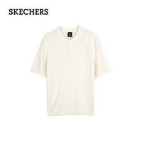 斯凯奇（Skechers）舒适休闲男女款短袖毛织L124U130 奶油米白/00NA S