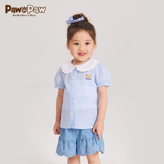 PawinPaw卡通小熊童装24年夏季女宝洋气甜美短袖衬衫 Ivory象牙色/39 130