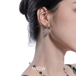 MASW麻秀原创设计高级感清冷新中式花朵耳钉复古轻奢国潮风耳饰女