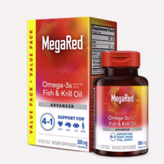 MegaRed 4合1 磷虾油鱼油混合胶囊500mg 80粒