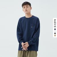 gxgjeans 秋季宽松百搭多色圆领男士长袖T恤男