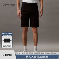 Calvin Klein Jeans24春夏男士简约布标休闲通勤直筒西裤短裤J325910 BEH-太空黑 34