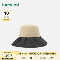 hotwind 热风 2024年夏季女士蝴蝶结拼接盆帽 01黑色 F