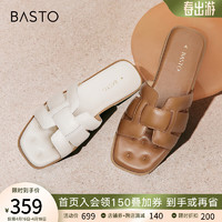 BASTO 百思图 2024夏季户外休闲一字拖平跟女拖鞋TY409BT4 棕色 38