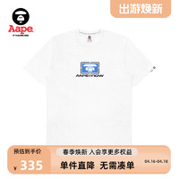 Aape 旗舰店男装猿颜图案字母印花拼色宽松版短袖T恤1009XXJ