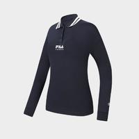 FILA 斐乐 女装女式Polo衫女运动休闲宽松微弹百搭针织长袖POLO衫