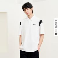 gxgjeans 2024年夏季简约休闲撞色拼接翻领短袖男式polo衫男