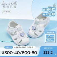 戴维贝拉（DAVE＆BELLA）儿童关键鞋婴儿鞋女宝宝凉鞋软底学步鞋小童鞋子2024夏季童鞋 白色 17码