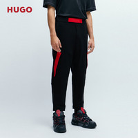 HUGO男士2024早春红色徽标饰带宽松版型卫裤 001-黑色 EU:S