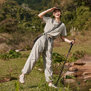 艾莱依（ERAL）休闲裤女2024时尚透气褶皱束脚裤女轻防水春夏季山系长裤 森林捕手 S 155/60A