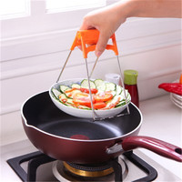 麦卡伦 创意实用不锈钢取碗夹 防烫夹碗器 波浪齿型 橙色