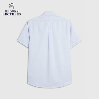 布克兄弟（BrooksBrothers）男士24春夏经典版免烫牛津纺条纹短袖正装衬衫 4000-蓝色 14/H