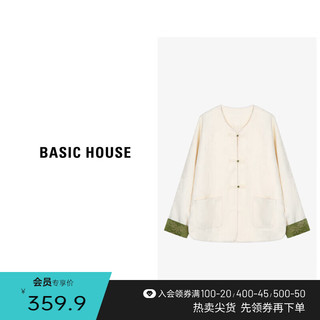 Basic House/百家好新中式时尚休闲复古外套女春季2024新国风拼色设计感 黑色 L130-140斤