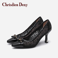 克雷斯丹尼（Chrisdien Deny）百搭时尚优雅高跟鞋通勤舒适办公室职业高跟鞋 黑色LSH0506N1A 34