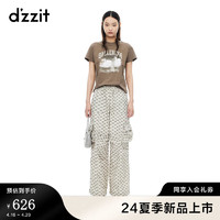 DZZIT地素印花小t恤2024夏季简约休闲女黄褐色 黄褐色 XS