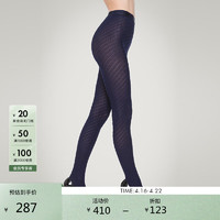 Wolford 沃尔福特Geometric80D条纹提花连裤袜14939 5452 深蓝色 L