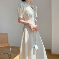 FOURDATRY复古改良白色旗袍2024女装夏季国风连衣裙短袖气质感裙子 图片色 S