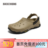 斯凯奇（Skechers）刘宇同款洞洞鞋泡泡鞋运动凉鞋拖鞋溯户外溪鞋休闲沙滩鞋243341 棕色/BRN 39