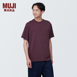 无印良品（MUJI）男式 天竺织 圆领短袖T恤 男士打底衫男款夏季 AB1MIA4S 酒红色 XXL (185/112A)