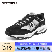 斯凯奇（Skechers）男鞋休闲鞋复古厚底增高鞋 春季户外运动鞋 男士老爹鞋 51241 黑白色/BKW 42