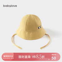 Babylove 婴儿帽子春秋款渔夫帽男女宝宝户外帽纯棉百搭可爱遮阳帽 暖姜黄 46cm（根据宝宝头围选择）