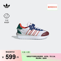 adidas COUNTRY XLG经典魔术贴运动鞋女小童儿童阿迪达斯三叶草 白/学院橙黄/猩红 30.5(180mm)