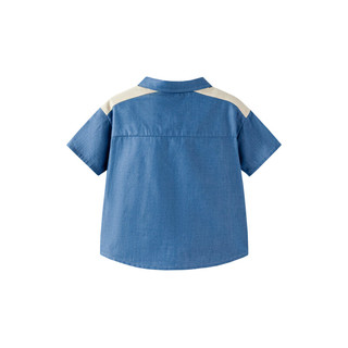 迷你巴拉巴拉男童短袖衬衫夏季宝宝亲肤柔软透气时尚儿童上衣 蓝色调00388 120cm