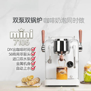 NGNLW 意式半自动咖啡机mini小型商用双锅炉蒸汽式打奶泡   白色
