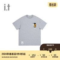 :CHOCOOLATE it男装圆领短袖T恤2024夏季活力少年半袖003020 GYX/中灰色 3XL