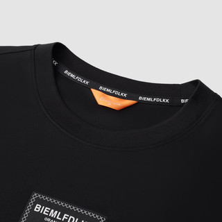 比音勒芬（Biemlfdlkk）【触感功能面料】2024夏季经典撞色logo圆领短袖T恤男士上衣 07黑色 100/M